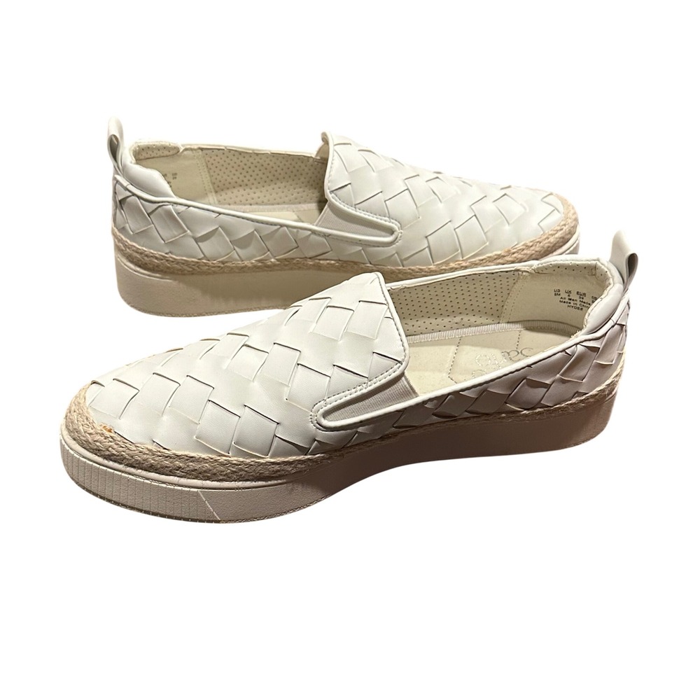 Franco Sarto Hydee Sneaker 9 White Woven Espadrille Platform Slip On Casual Boho - Picture 3 of 9